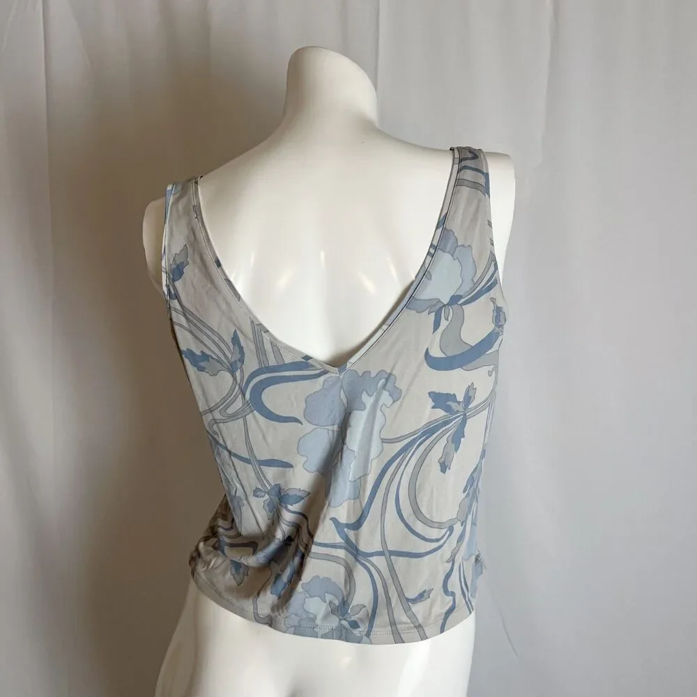 Y2K 100% Silk The Limited Gray Blue Floral Patterned Tank Top Cami Size M - Picture 4 of 6